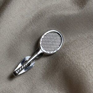 Vintage Swank Tennis Racket Tie Clip Silver Tone Tie Bar Men’s Jewelry Retro B36